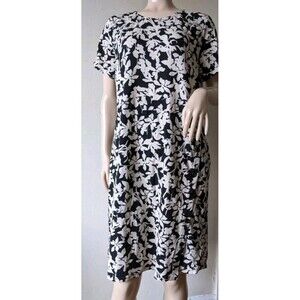 J Jill Black Beige Short Sleeve Dress Size Medium